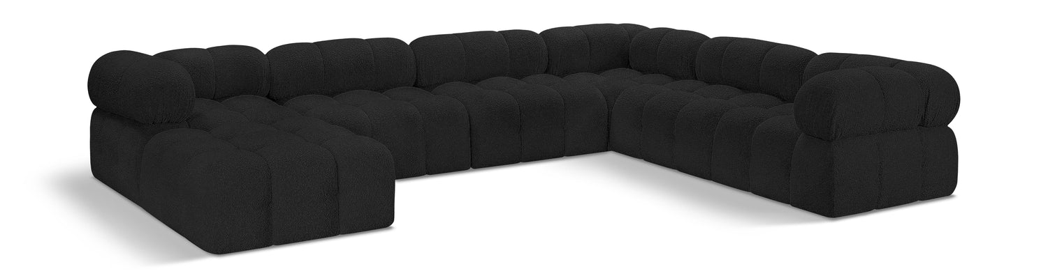 Ames Black Boucle Fabric Modular Sectional