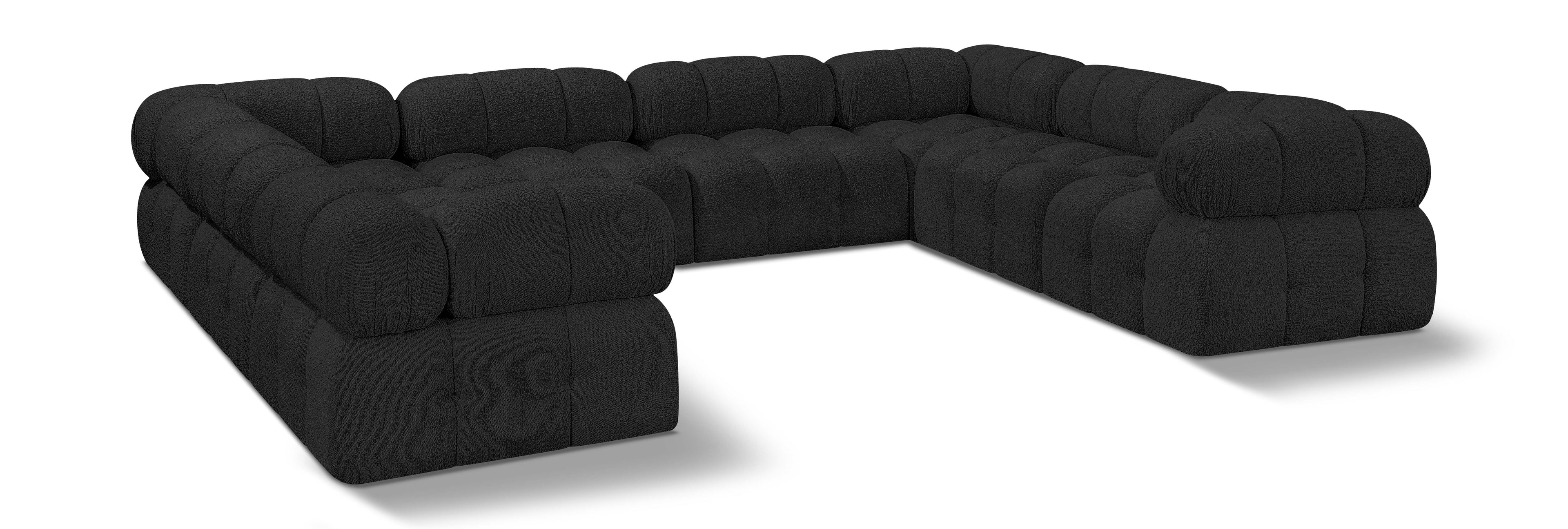 Ames Black Boucle Fabric Modular Sectional