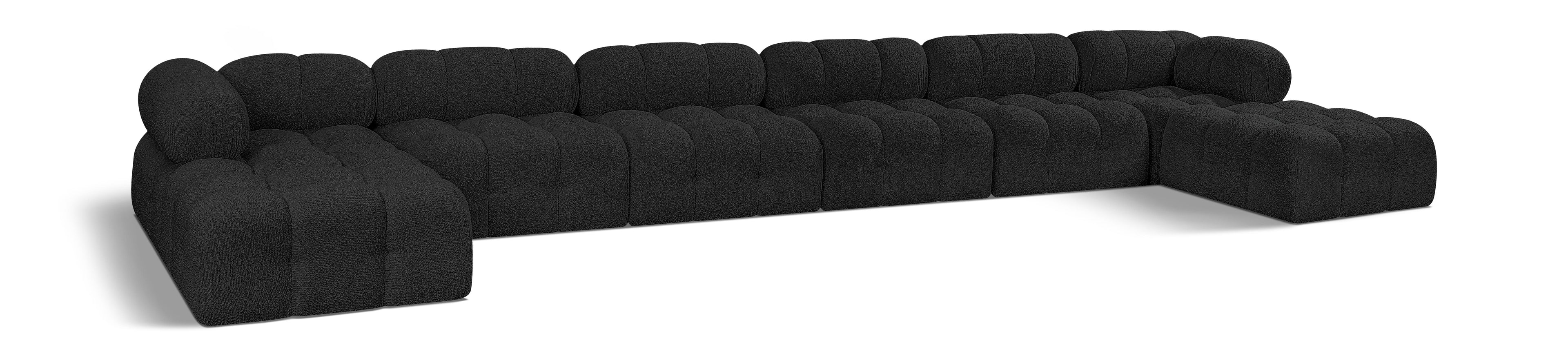 Ames Black Boucle Fabric Modular Sectional