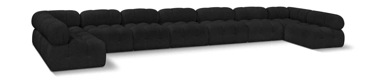 Ames Black Boucle Fabric Modular Sectional