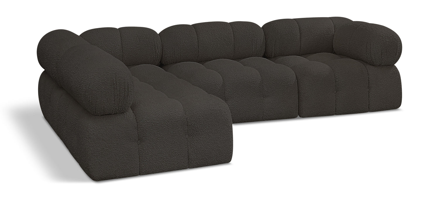 Ames Brown Boucle Fabric Modular Sectional