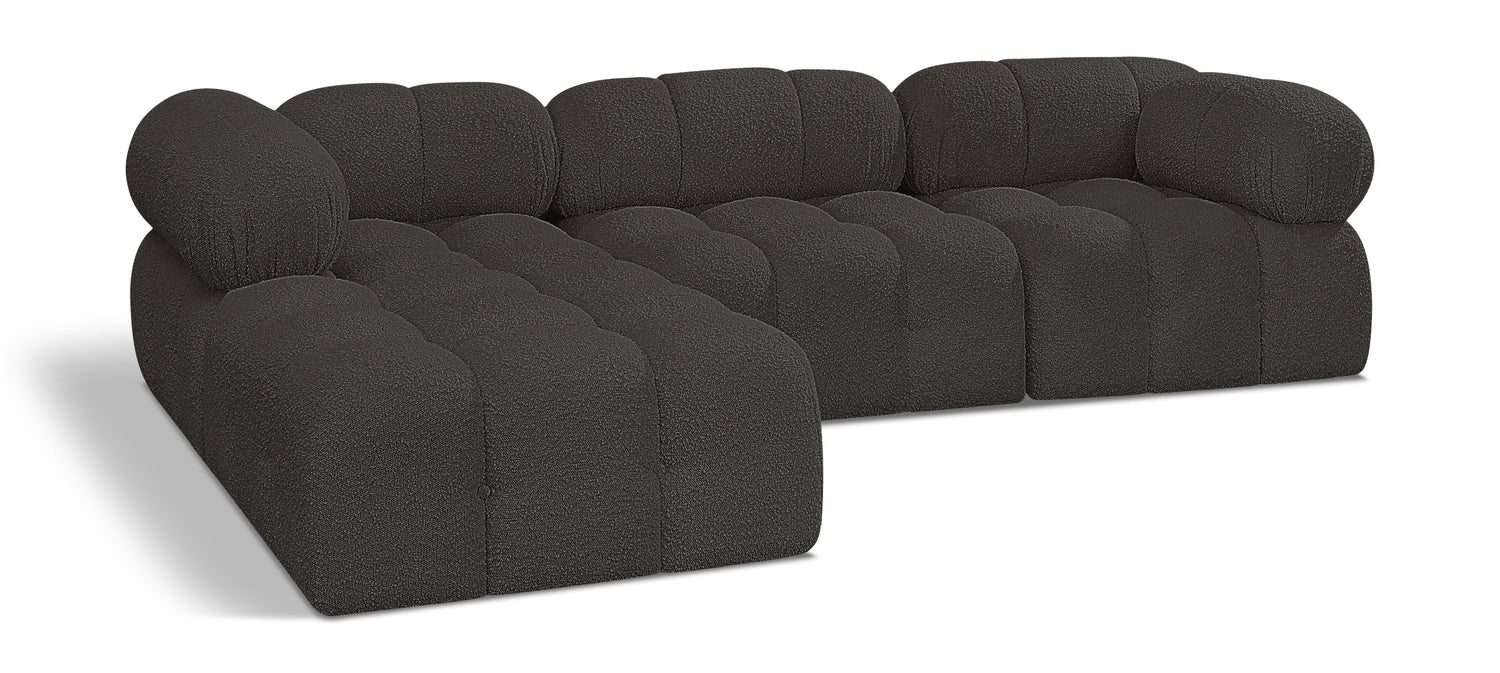 Ames Brown Boucle Fabric Modular Sectional