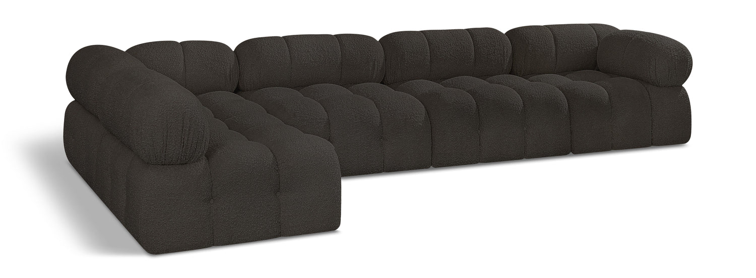 Ames Brown Boucle Fabric Modular Sectional