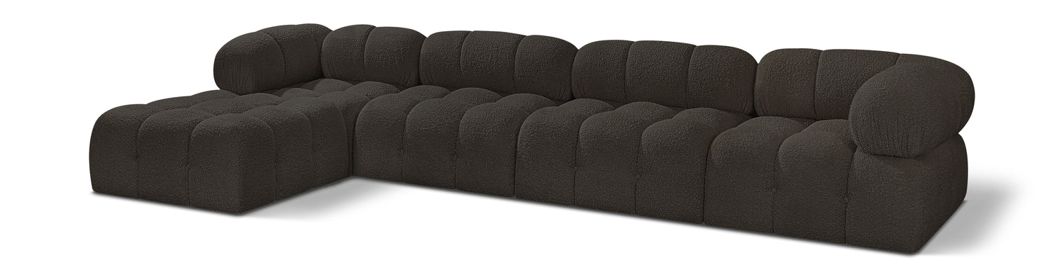 Ames Brown Boucle Fabric Modular Sectional