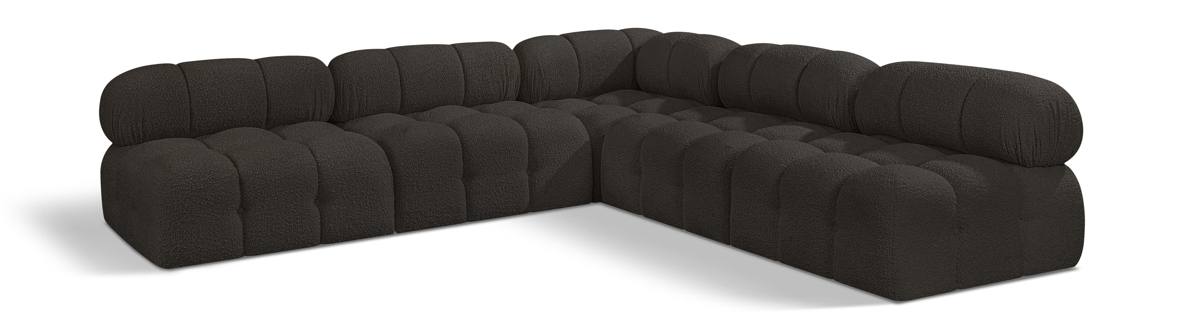 Ames Brown Boucle Fabric Modular Sectional