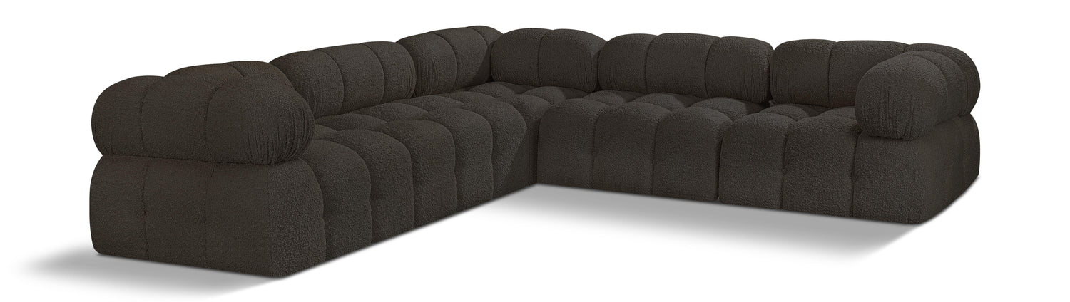 Ames Brown Boucle Fabric Modular Sectional