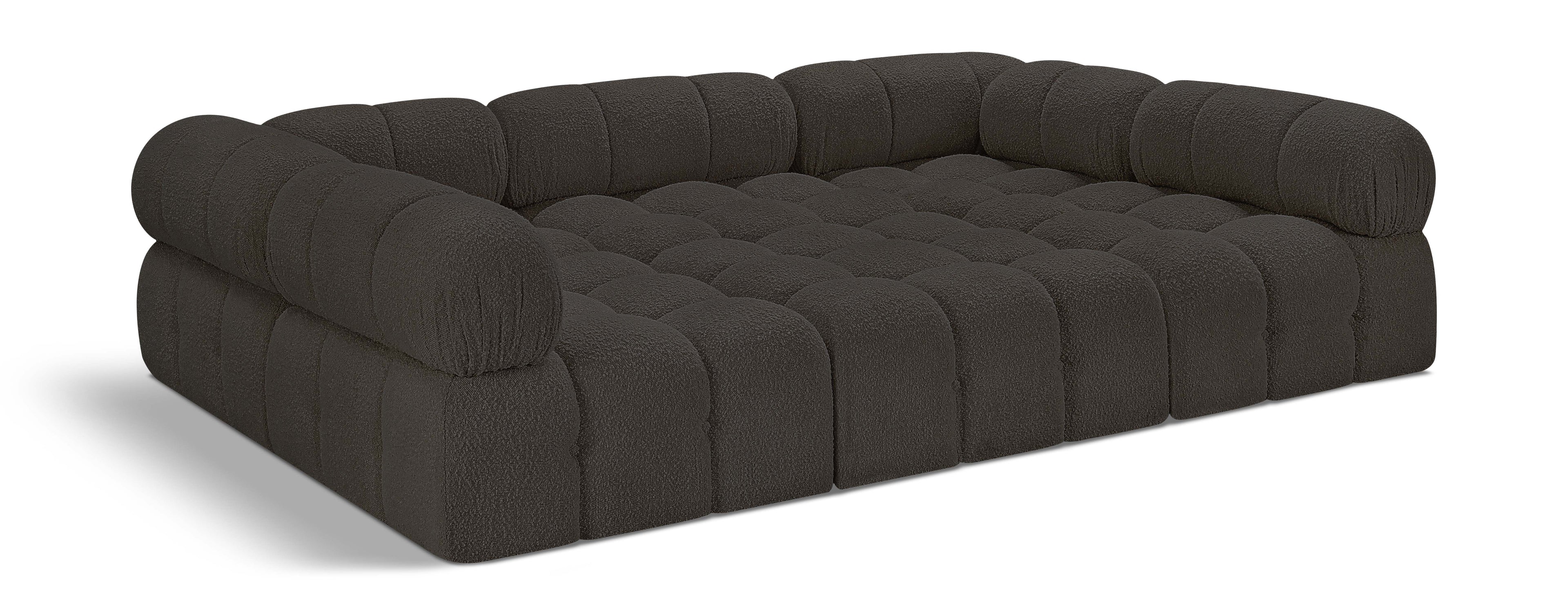 Ames Brown Boucle Fabric Modular Sectional