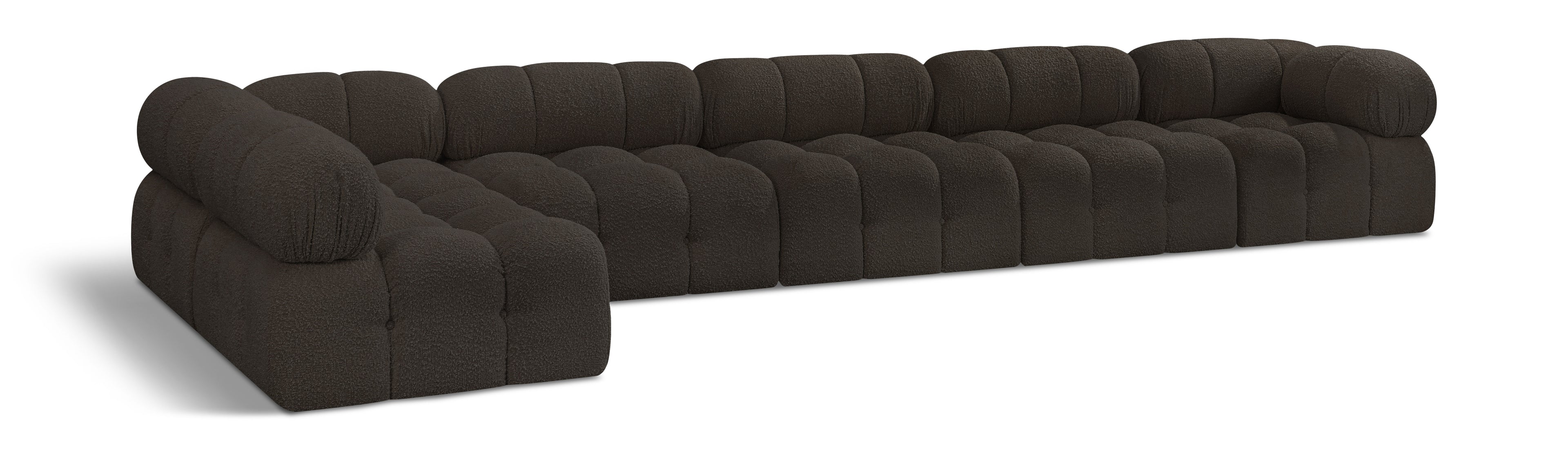 Ames Brown Boucle Fabric Modular Sectional