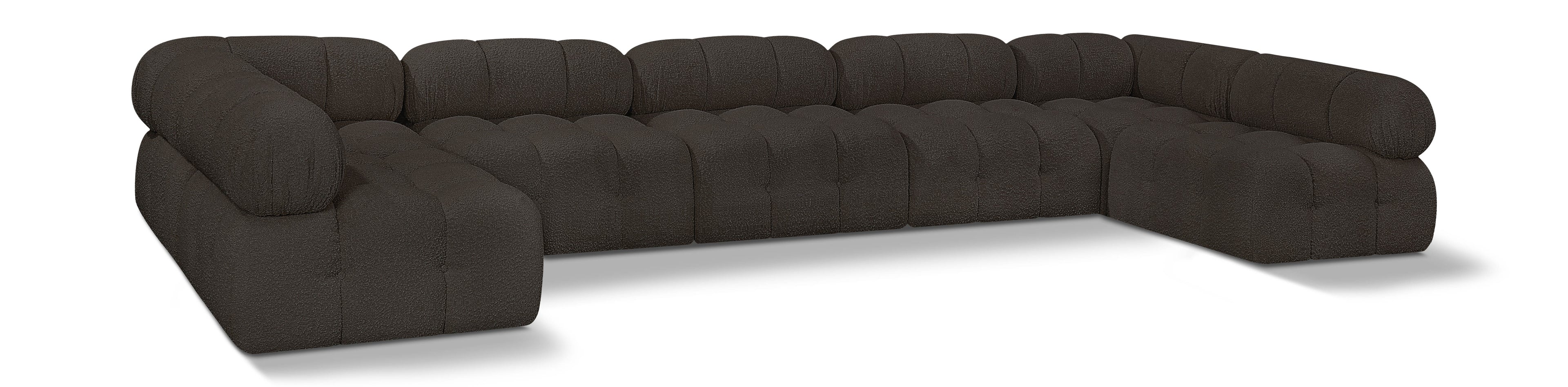 Ames Brown Boucle Fabric Modular Sectional