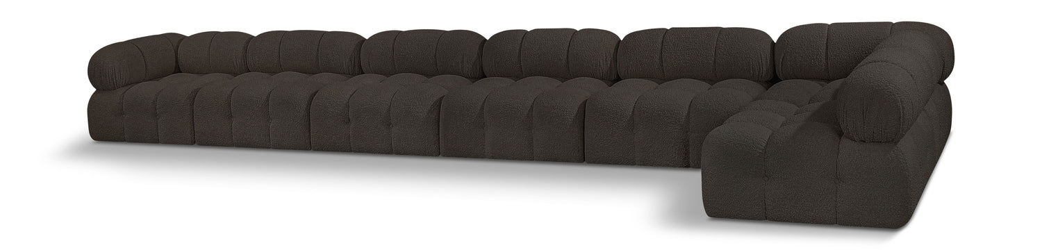 Ames Brown Boucle Fabric Modular Sectional