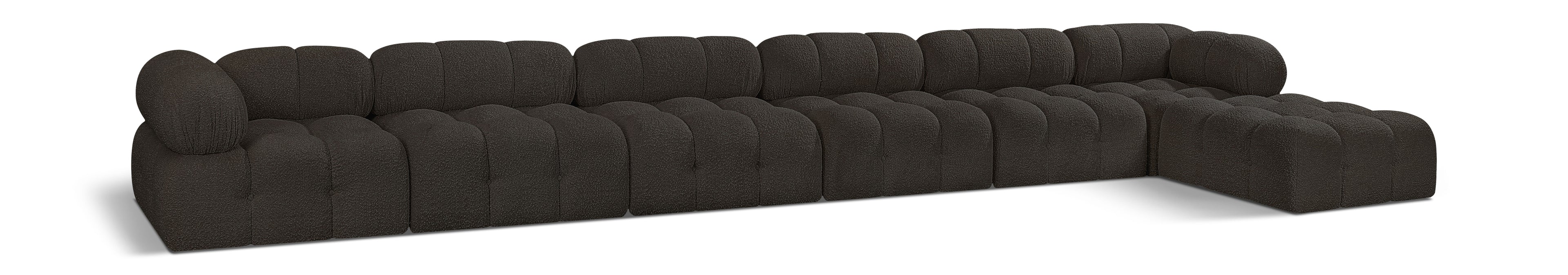 Ames Brown Boucle Fabric Modular Sectional