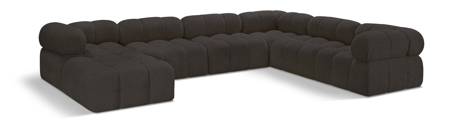 Ames Brown Boucle Fabric Modular Sectional