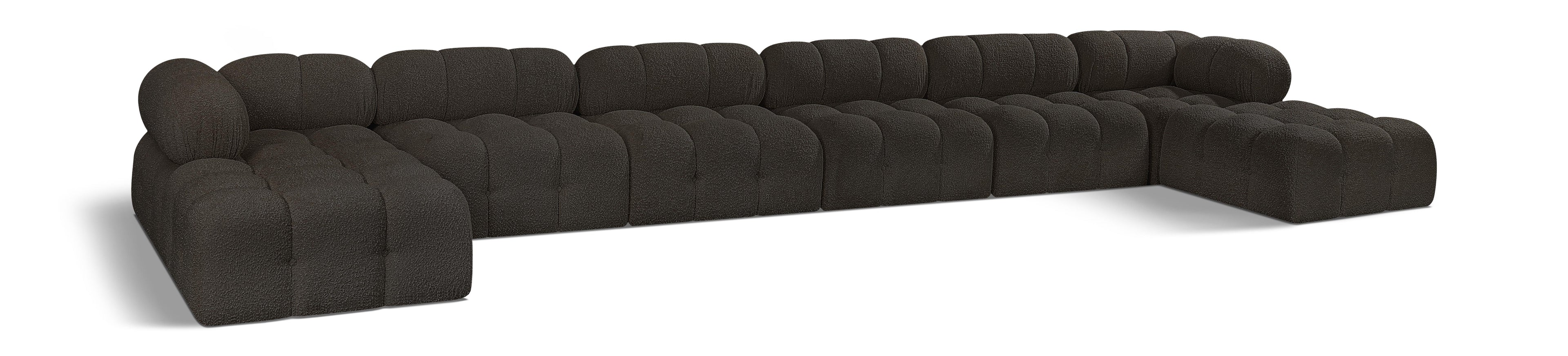 Ames Brown Boucle Fabric Modular Sectional