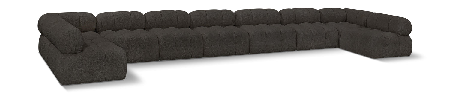 Ames Brown Boucle Fabric Modular Sectional