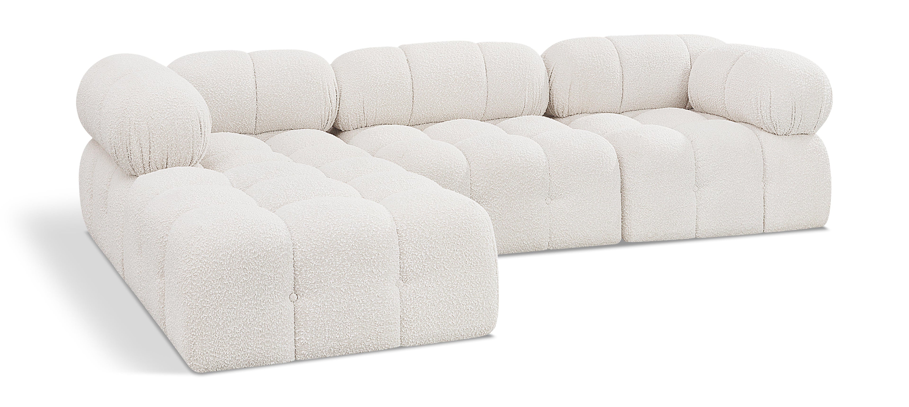 Ames Cream Boucle Fabric Modular Sectional