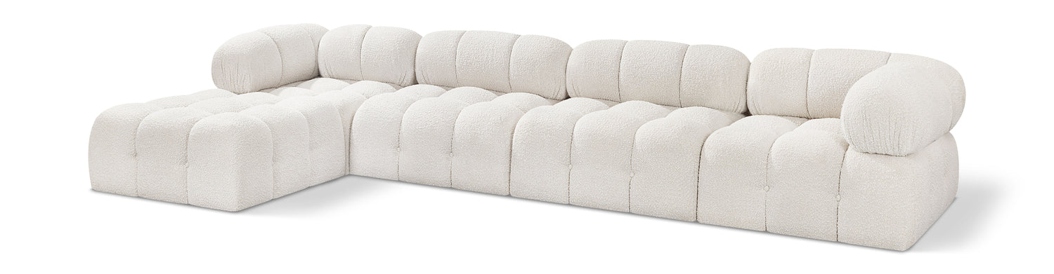 Ames Cream Boucle Fabric Modular Sectional