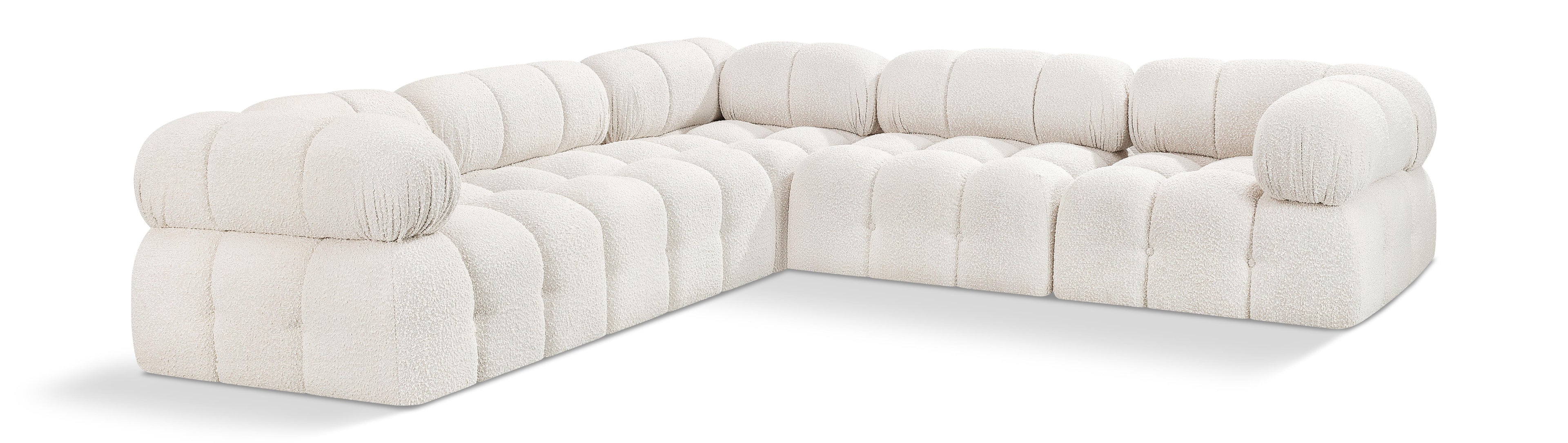 Ames Cream Boucle Fabric Modular Sectional