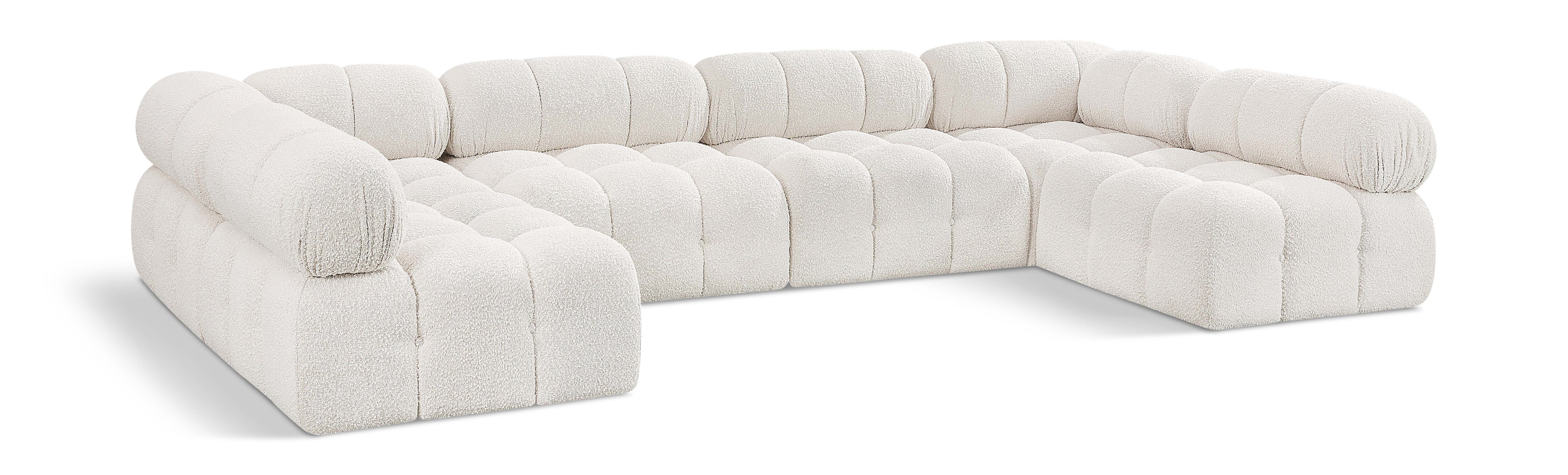 Ames Cream Boucle Fabric Modular Sectional