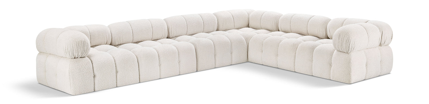 Ames Cream Boucle Fabric Modular Sectional