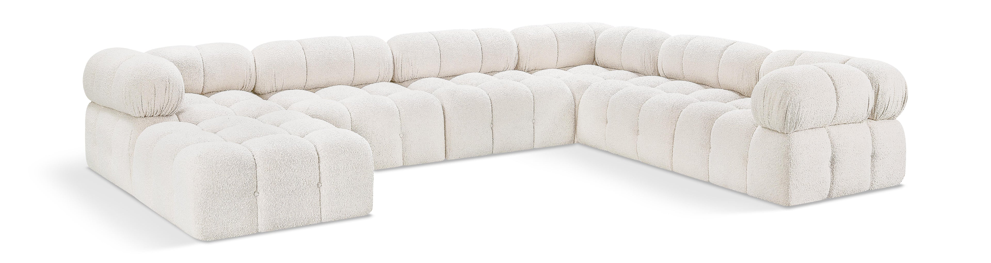 Ames Cream Boucle Fabric Modular Sectional