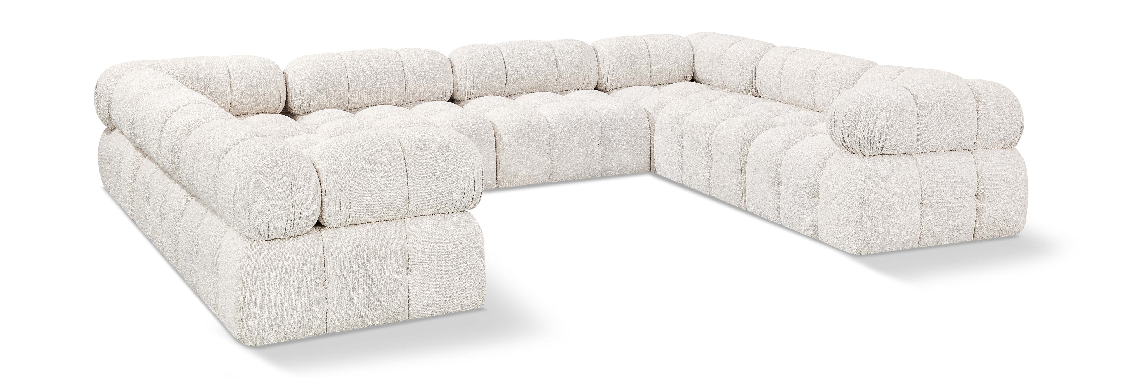 Ames Cream Boucle Fabric Modular Sectional