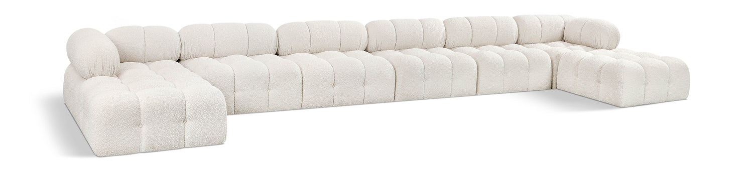 Ames Cream Boucle Fabric Modular Sectional