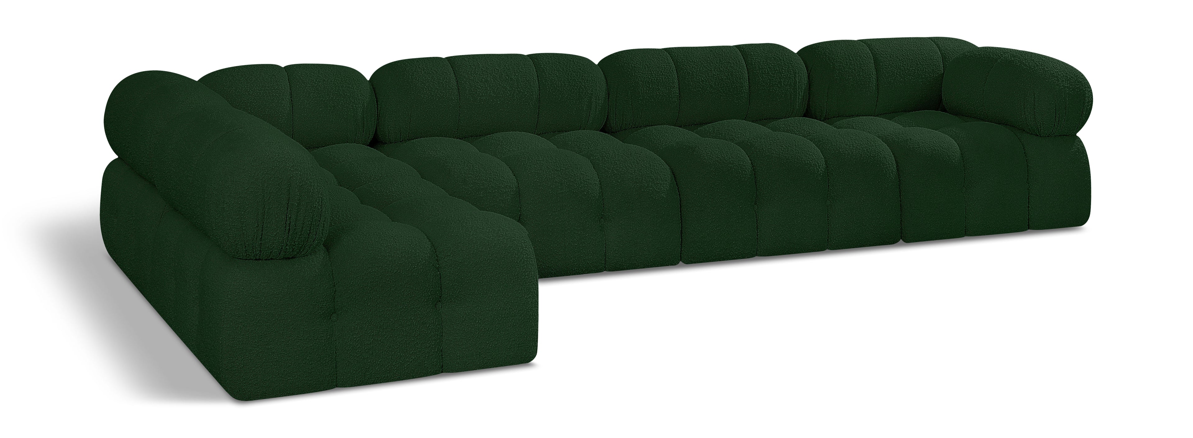 Ames Green Boucle Fabric Modular Sectional