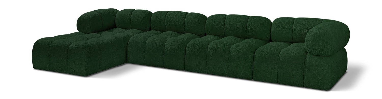 Ames Green Boucle Fabric Modular Sectional