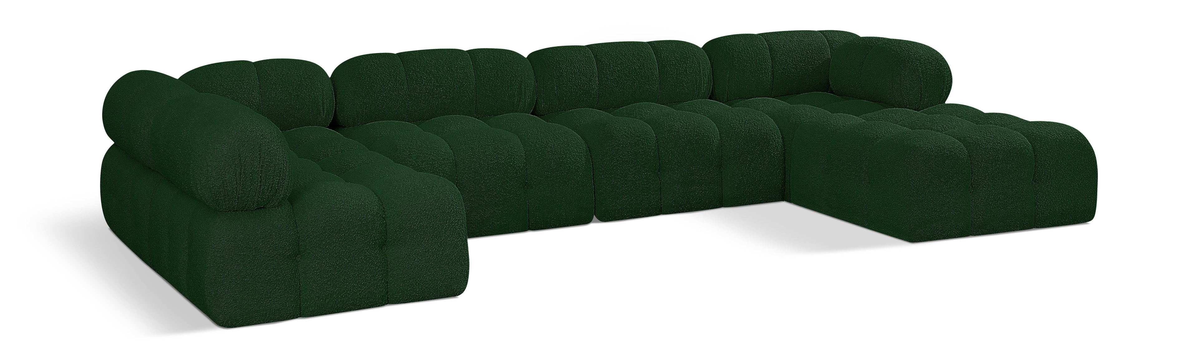 Ames Green Boucle Fabric Modular Sectional