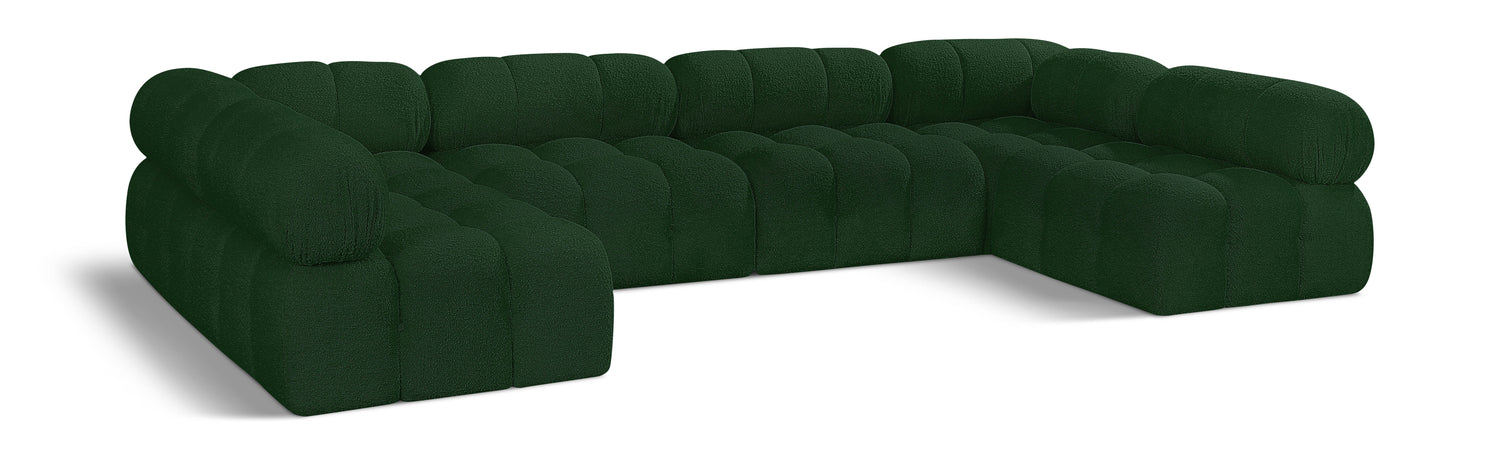 Ames Green Boucle Fabric Modular Sectional