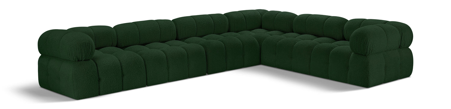 Ames Green Boucle Fabric Modular Sectional