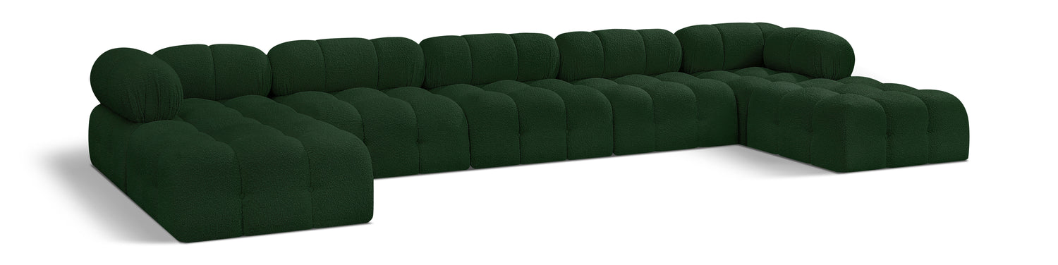 Ames Green Boucle Fabric Modular Sectional