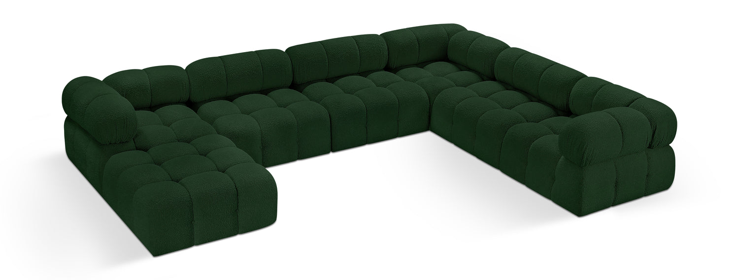 Ames Green Boucle Fabric Modular Sectional