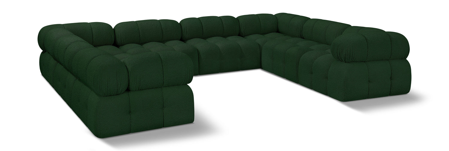 Ames Green Boucle Fabric Modular Sectional