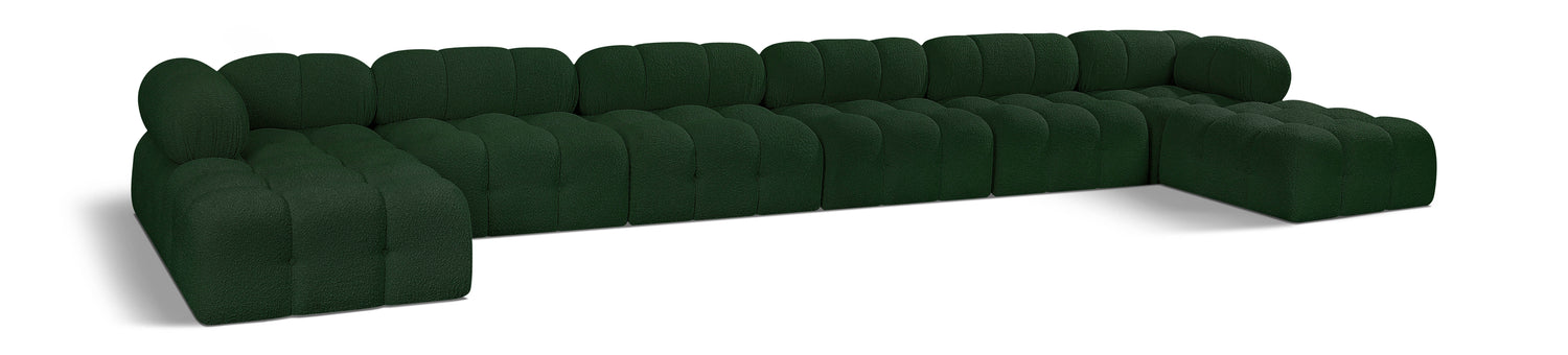 Ames Green Boucle Fabric Modular Sectional