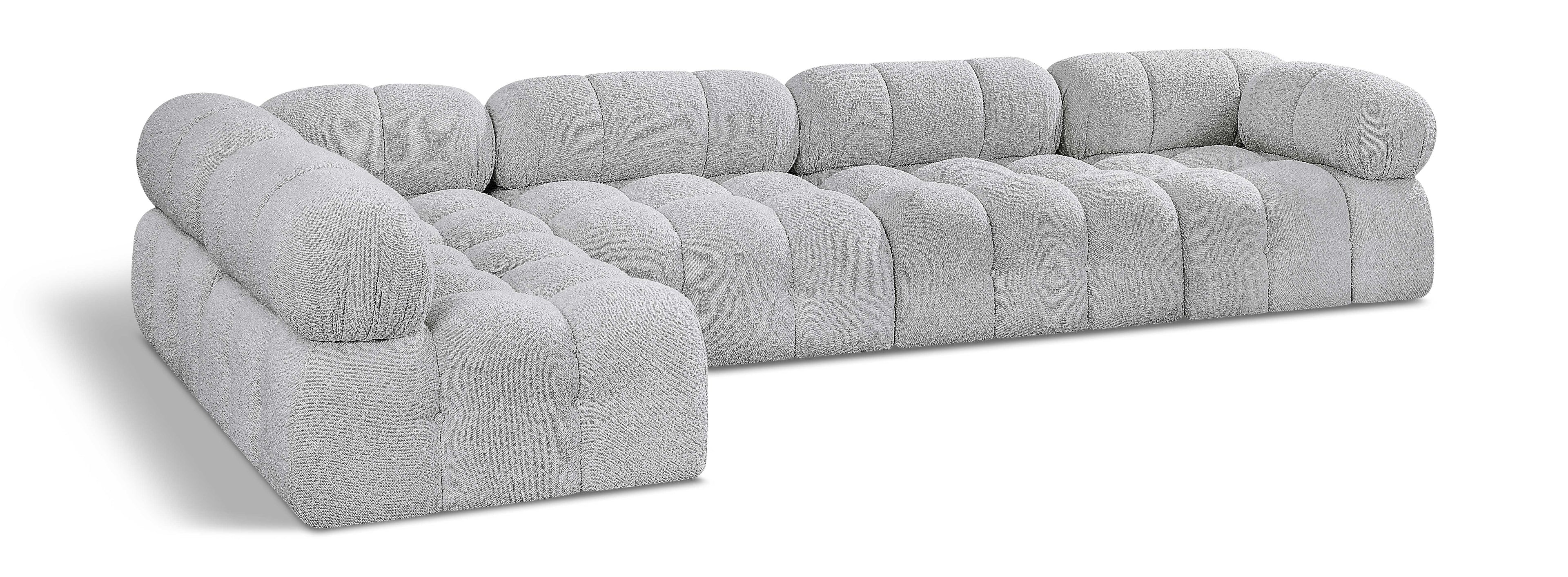 Ames Grey Boucle Fabric Modular Sectional