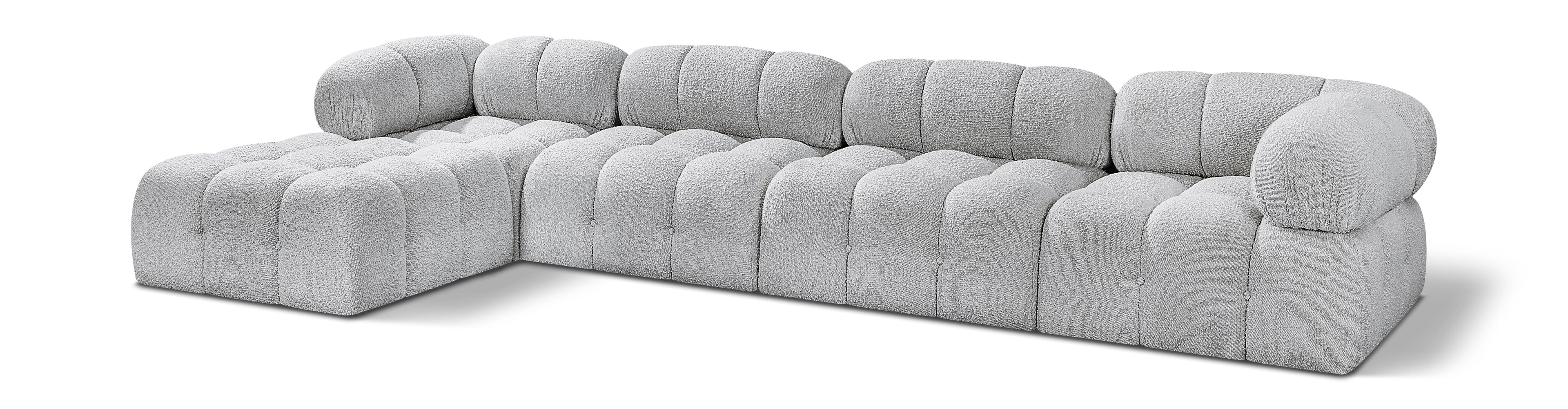 Ames Grey Boucle Fabric Modular Sectional