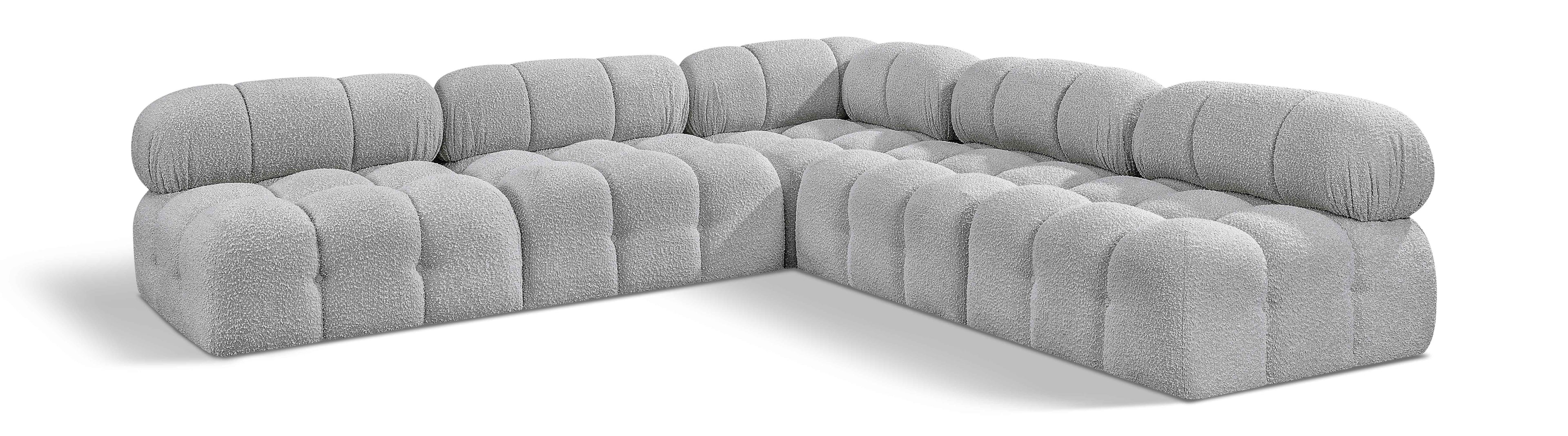 Ames Grey Boucle Fabric Modular Sectional