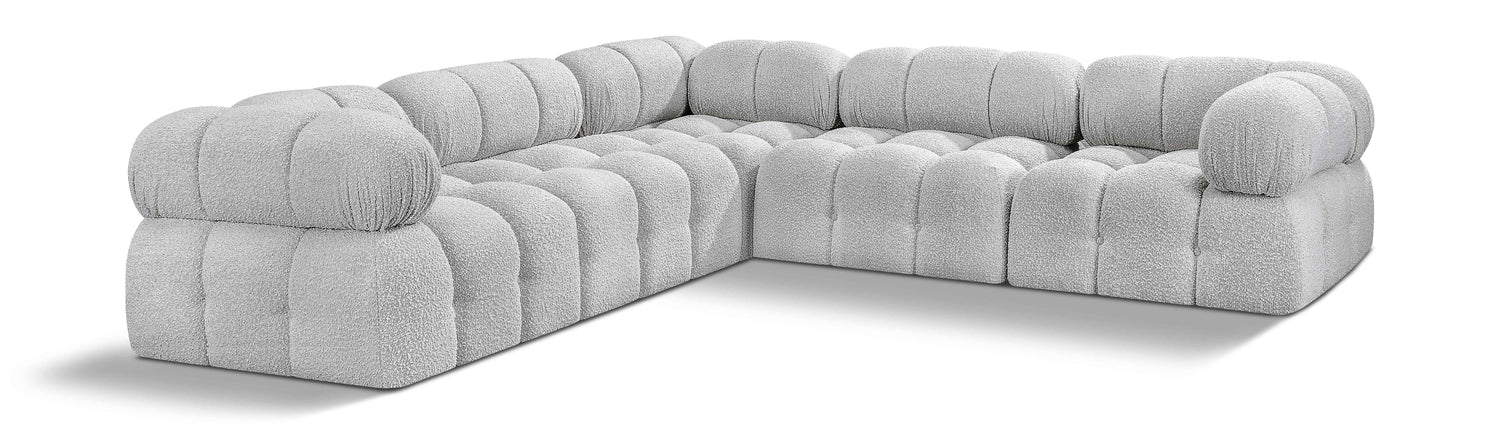 Ames Grey Boucle Fabric Modular Sectional