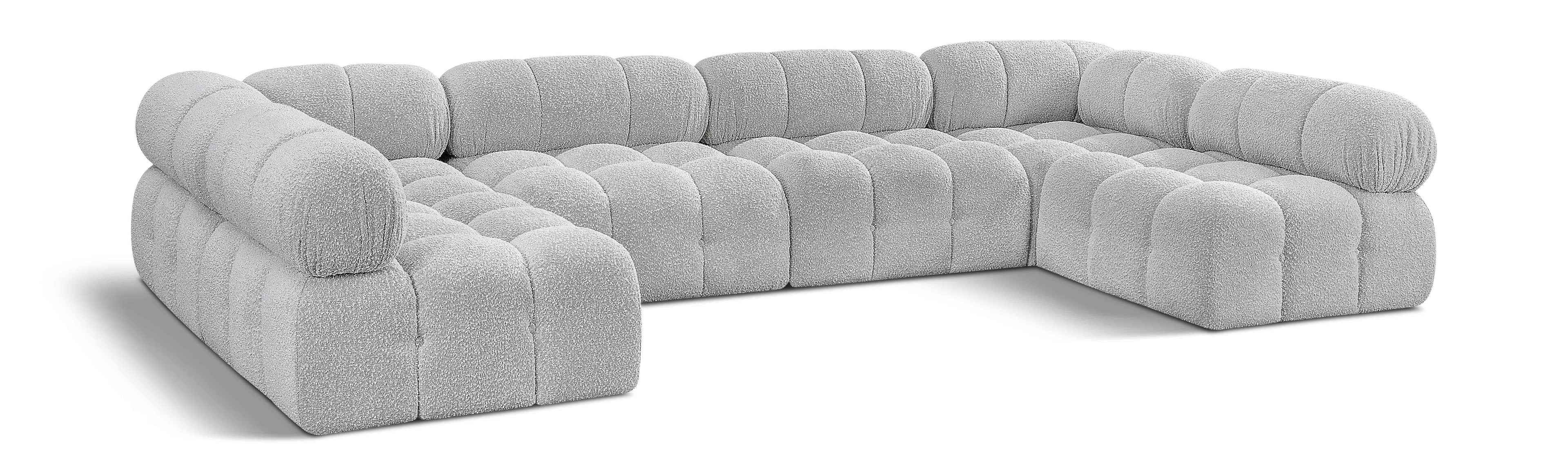 Ames Grey Boucle Fabric Modular Sectional