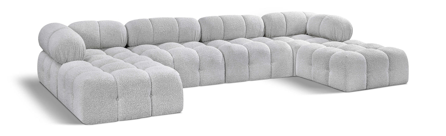 Ames Grey Boucle Fabric Modular Sectional