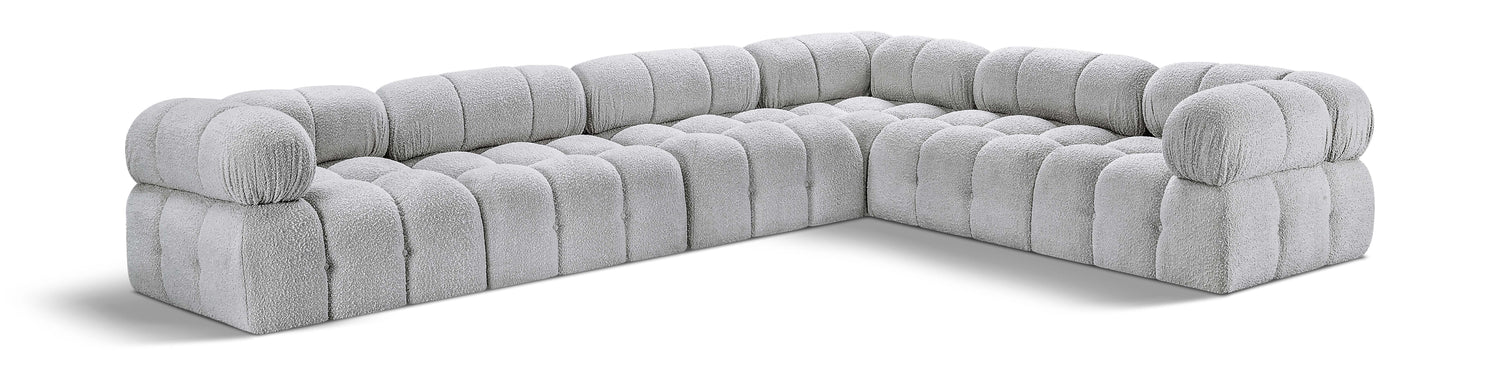 Ames Grey Boucle Fabric Modular Sectional