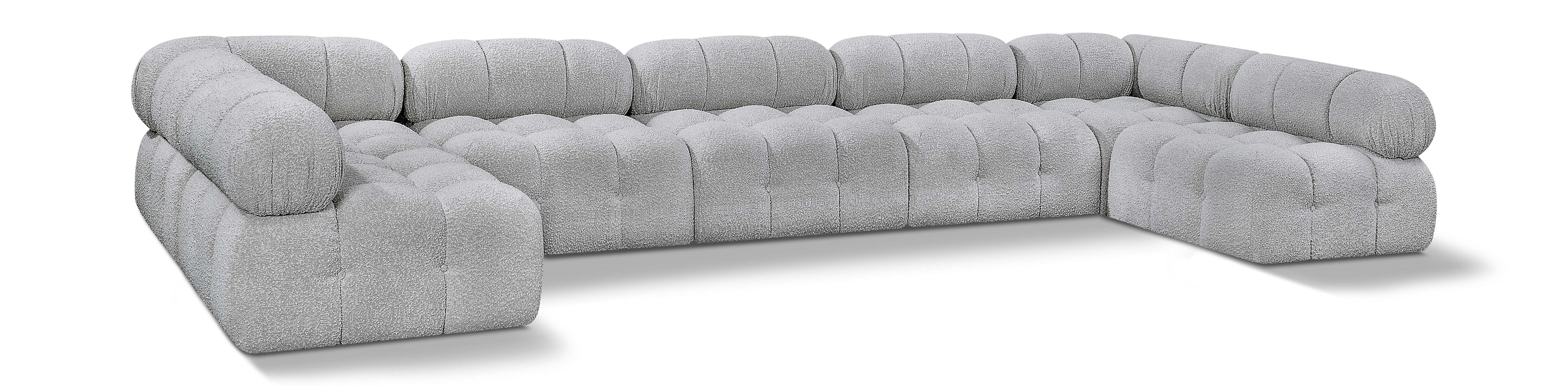 Ames Grey Boucle Fabric Modular Sectional