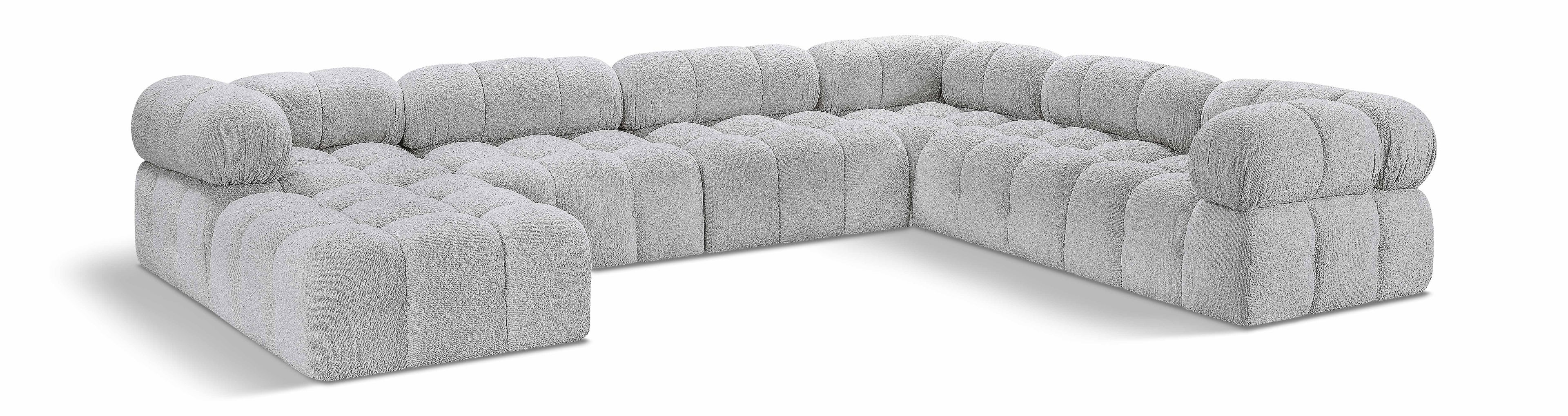 Ames Grey Boucle Fabric Modular Sectional