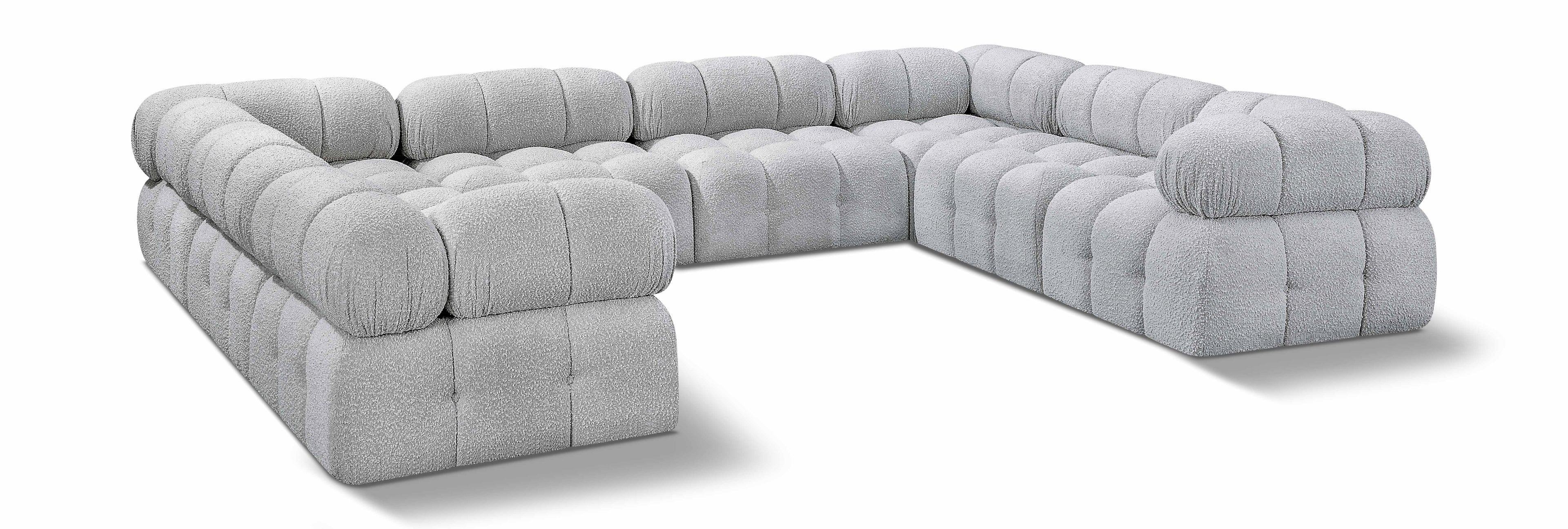 Ames Grey Boucle Fabric Modular Sectional