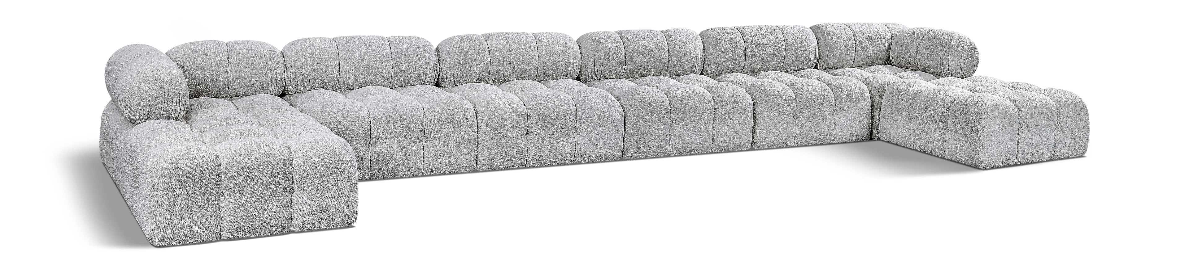 Ames Grey Boucle Fabric Modular Sectional