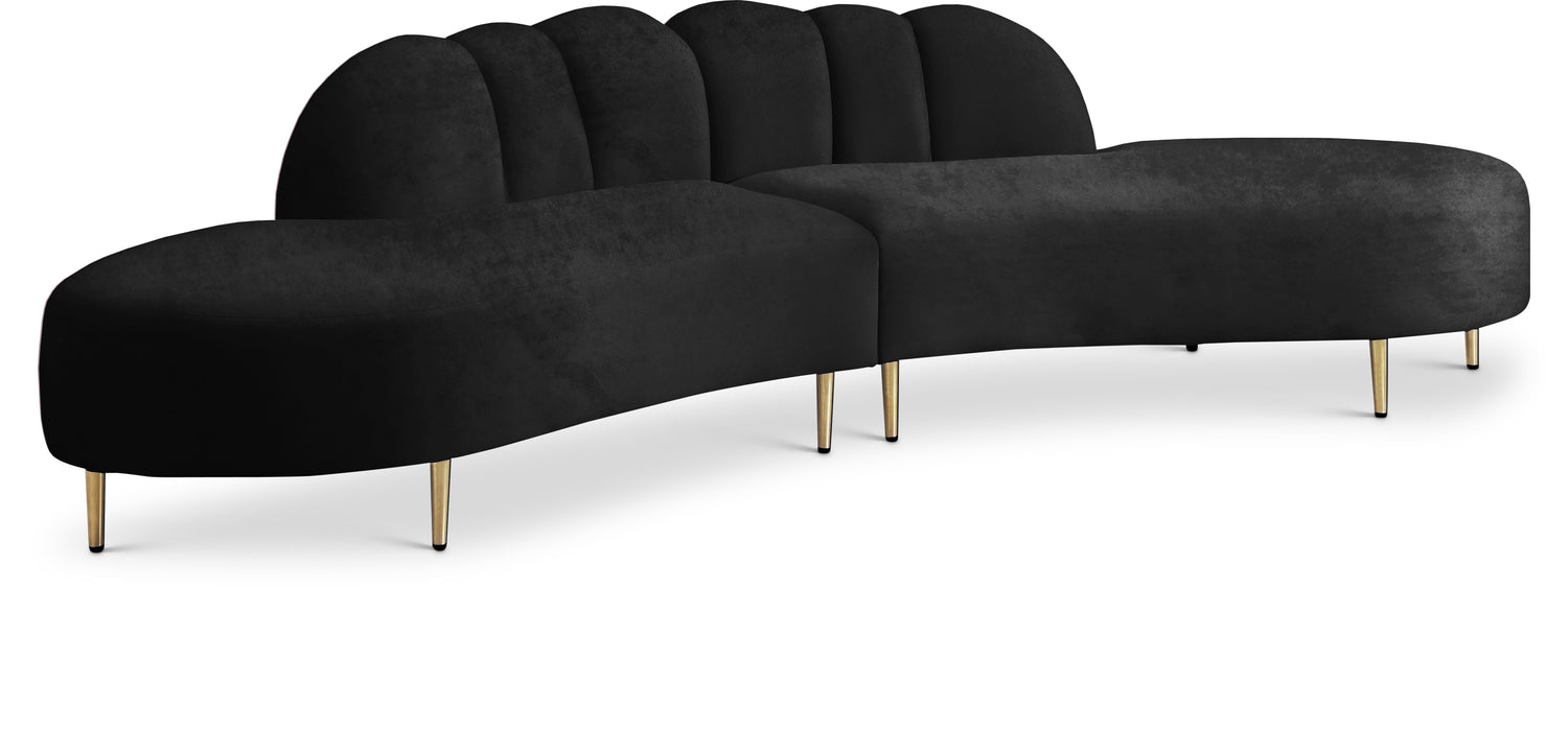 Divine Black Velvet 2pc. Sectional