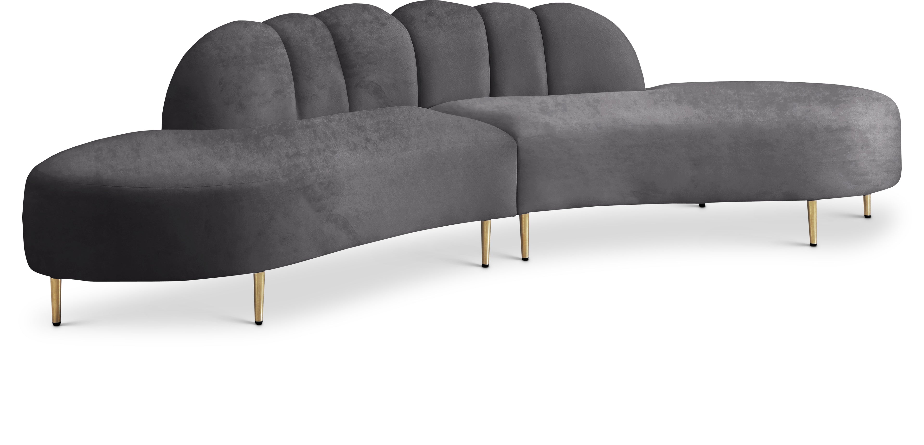 Divine Grey Velvet 2pc. Sectional