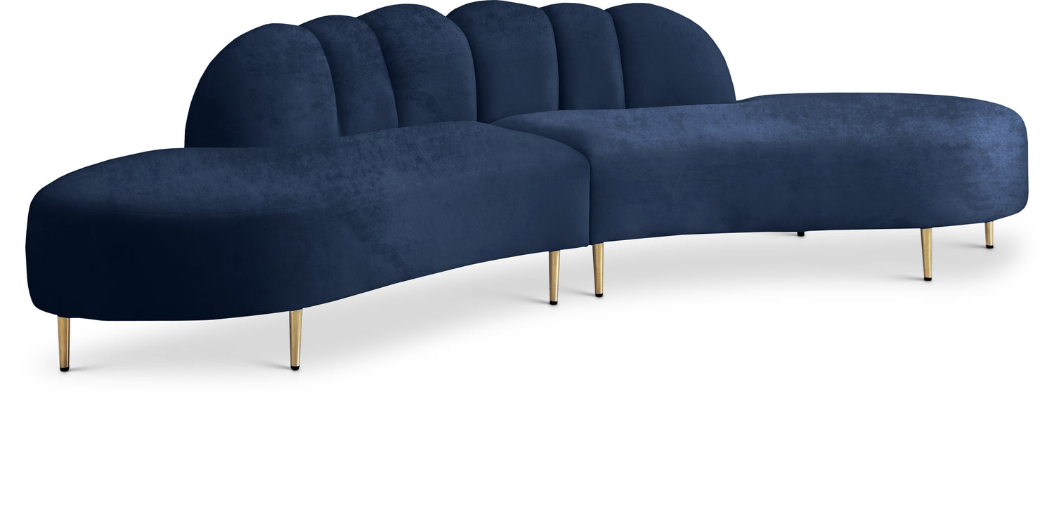 Divine Navy Velvet 2pc. Sectional