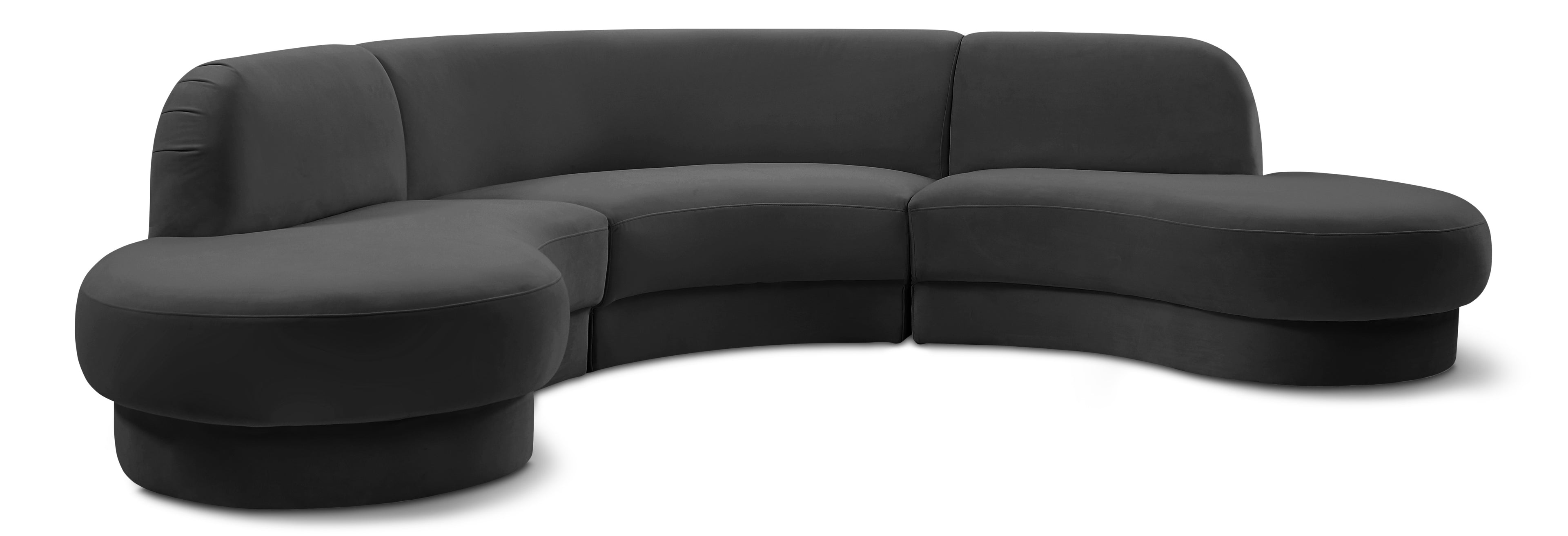 Rosa Grey Velvet 3pc. Sectional (3 Boxes)